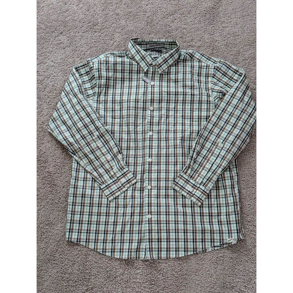 Duluth Wrinkle Fighter Magnetic Shirt White Dark Sea Multi Windowpane Mens Large